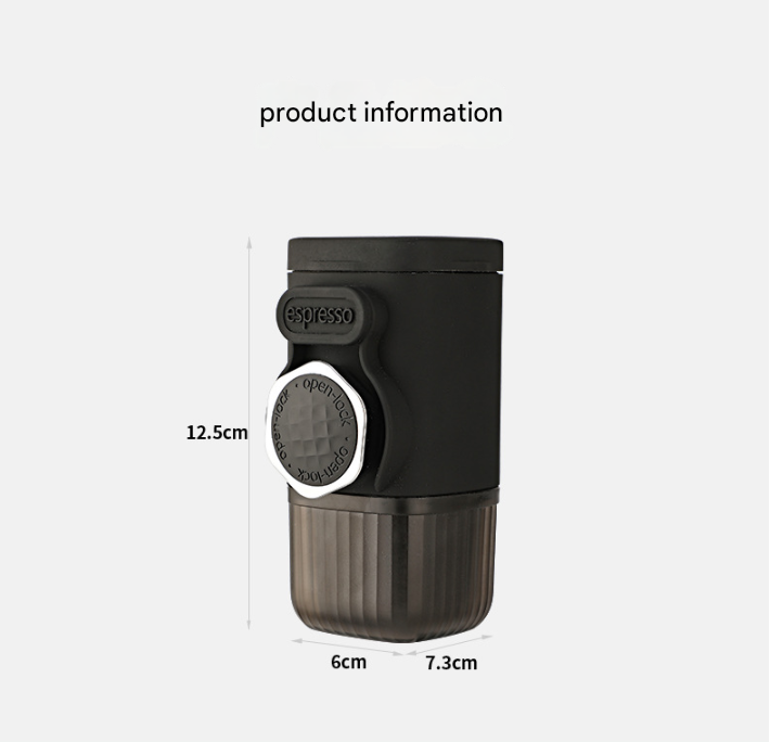White Portable Hand Press Espresso Machine - Compatible with Espresso Capsules and Ground Coffee for Home, Travel, and Outdoor Use.