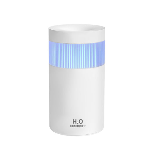2-Piece White Mini Desktop Humidifier - Portable Mist Maker for Home and Car Use.