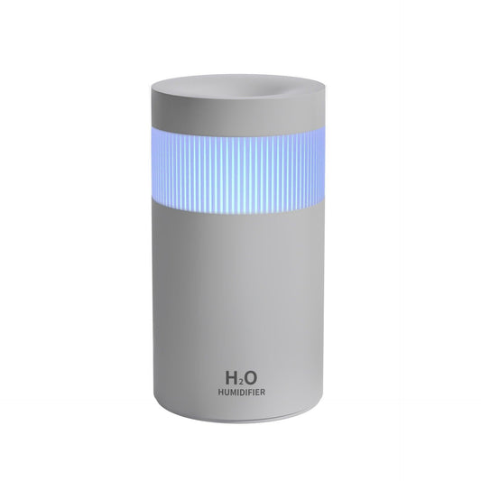 2-Piece Grey Mini Desktop Humidifier - Portable Mist Maker for Home and Car Use.