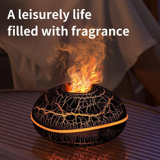 Crack color Mini USB Aromatherapy Diffuser with Flame Projection - Portable Humidifier for Home and Car Use.