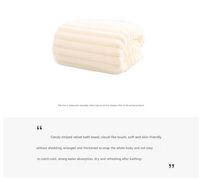 White Plush Ribbed Coral Fleece 3-Piece Towel Set - Ultra Soft & Absorbent Bath, Hand Towel and Hair Wrap