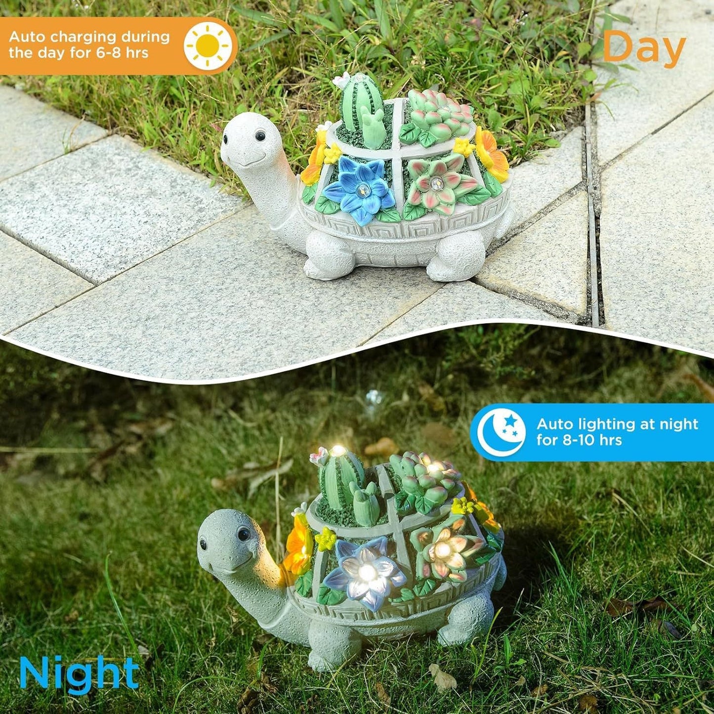Crystal Ball Turtle Charming Solar-Powered Animal Garden Statue - Waterproof Resin Figurine with Glowing LED Accents