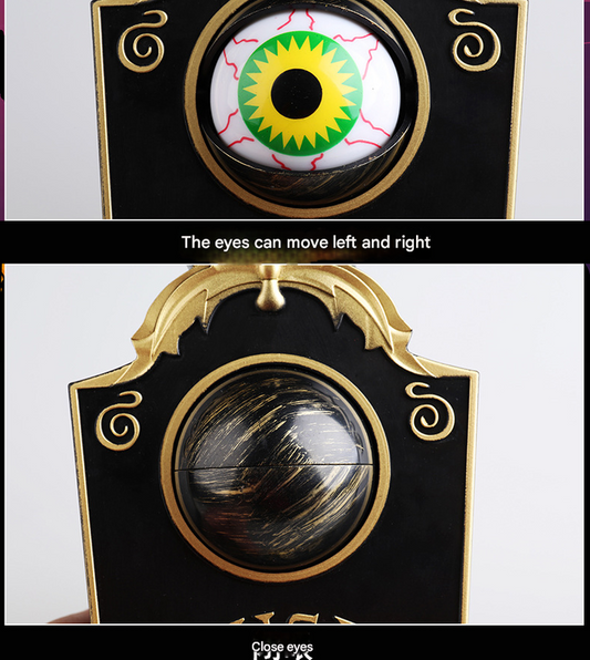 2-Piece White Halloween Animated Eyeball Doorbell - Spooky Light-Up Prop with Scary Sounds for Party & Door Decoration.