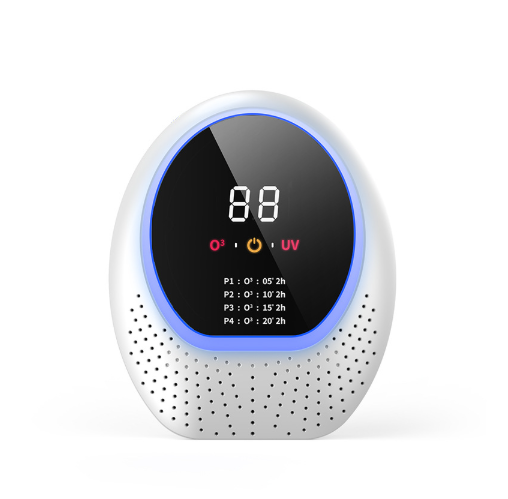 White Rechargeable Ozone & UV-C Air Purifier with Remote - Portable Odor Eliminator for Home, Pets & Closets.