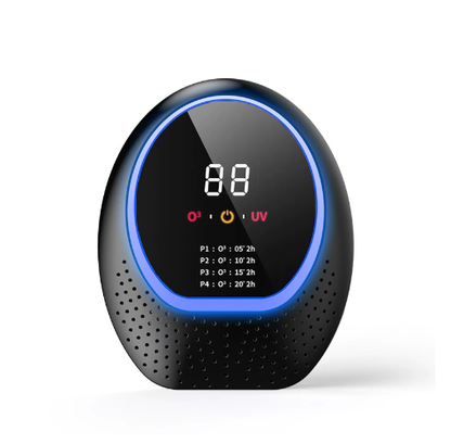 Black Rechargeable Ozone & UV-C Air Purifier with Remote - Portable Odor Eliminator for Home, Pets & Closets.
