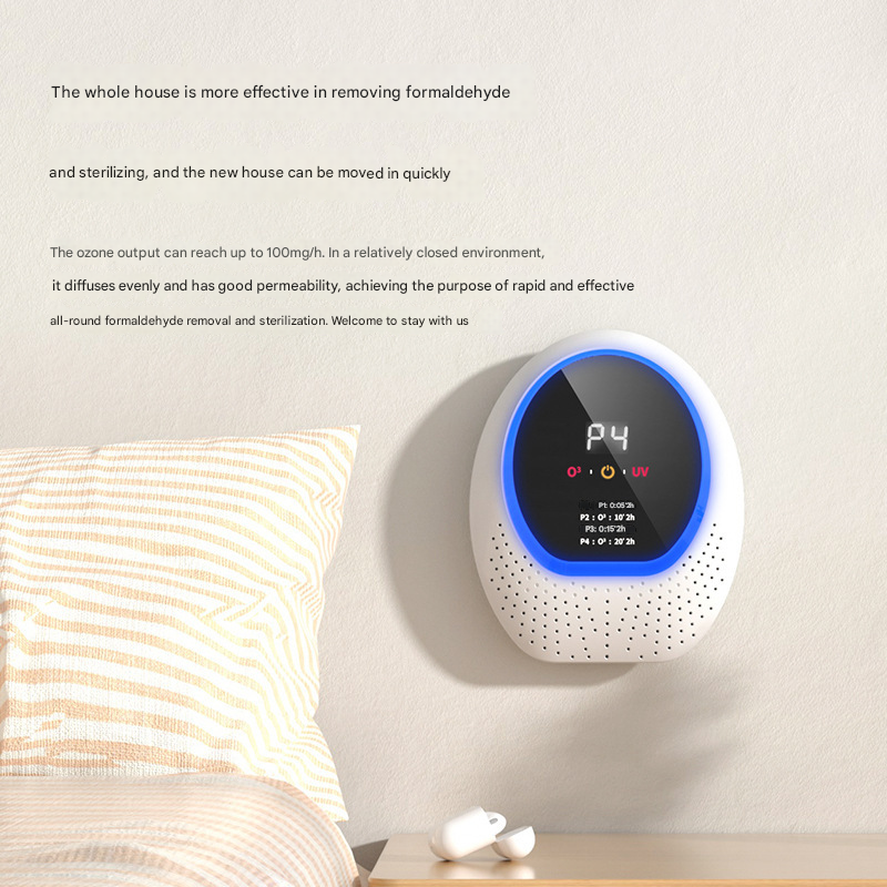 Black Rechargeable Ozone & UV-C Air Purifier with Remote - Portable Odor Eliminator for Home, Pets & Closets.