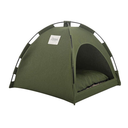 Green Premium Portable Pet Tent Bed with Cooling Mat - Breathable Foldable Outdoor Indoor Cat Dog House Shelter for Summer(Size: M).