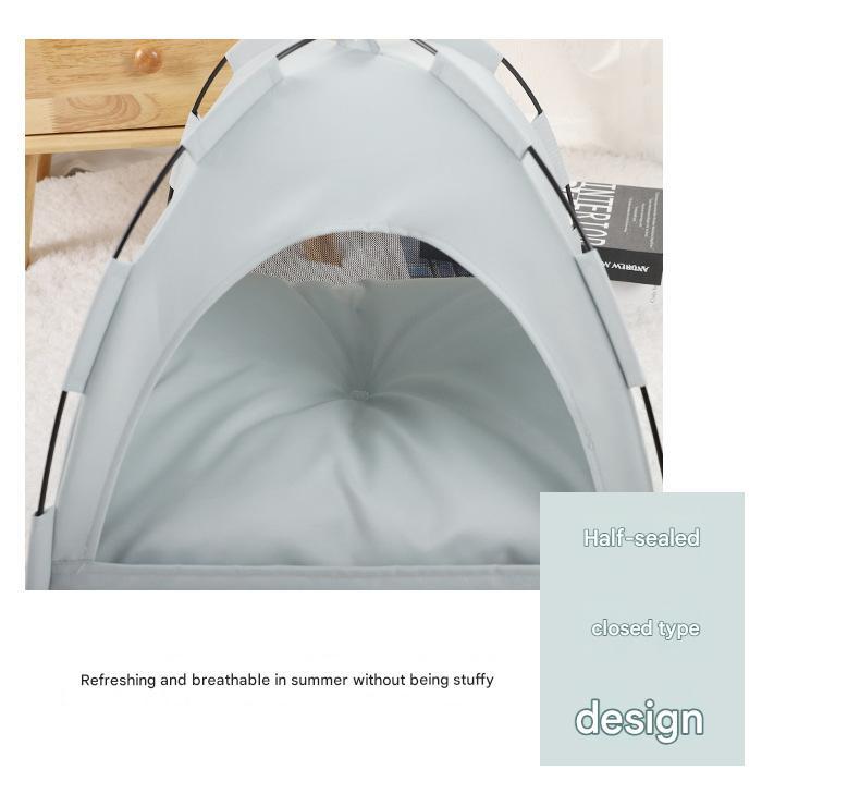 Green Premium Portable Pet Tent Bed with Cooling Mat - Breathable Foldable Outdoor Indoor Cat Dog House Shelter for Summer(Size: M).