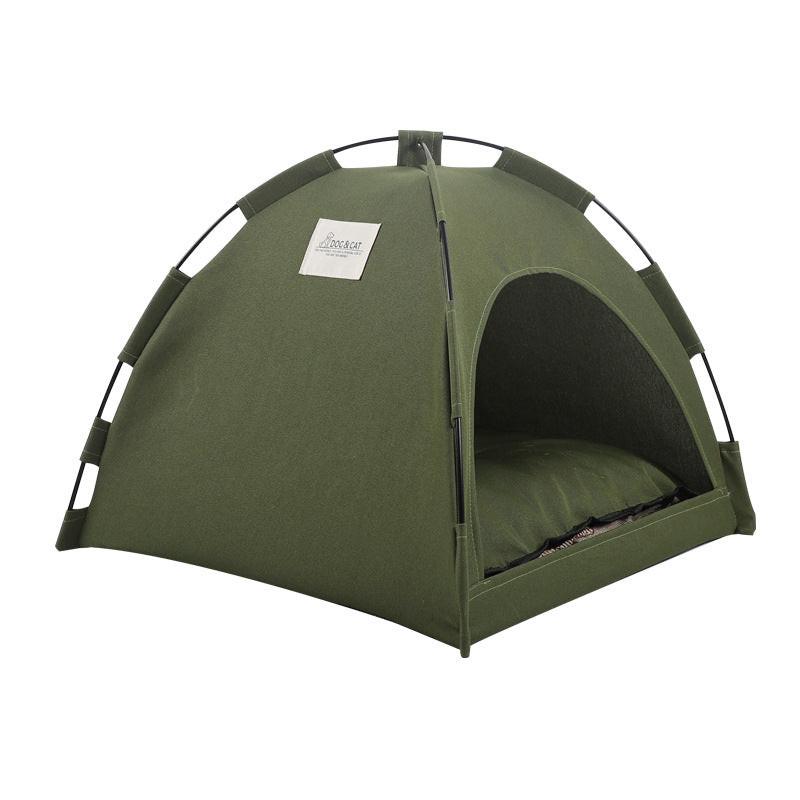 Green Premium Portable Pet Tent Bed with Cooling Mat - Breathable Foldable Outdoor Indoor Cat Dog House Shelter for Summer(Size: L).