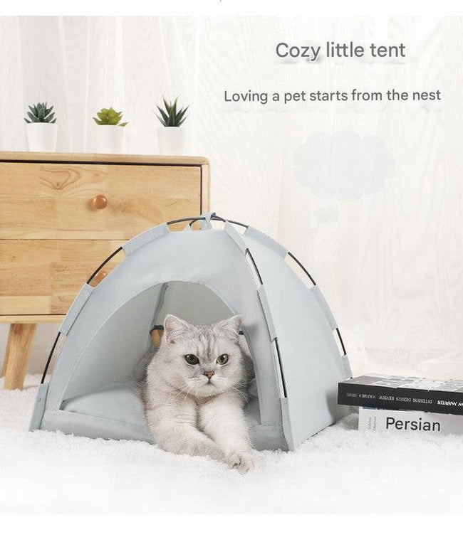 Green Premium Portable Pet Tent Bed with Cooling Mat - Breathable Foldable Outdoor Indoor Cat Dog House Shelter for Summer(Size: L) Main Image