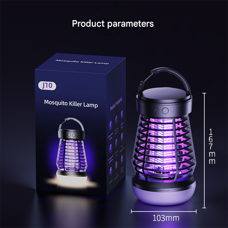 White Rechargeable 3-in-1 Bug Zapper Lantern - Portable UV Mosquito Killer with Camping Light & SOS Mode.