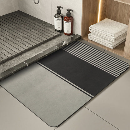 Modern Geometry Modern Absorbent Diatomaceous Earth Bath Mat - Quick Dry, Non-Slip, Soft Bathroom Floor Mat