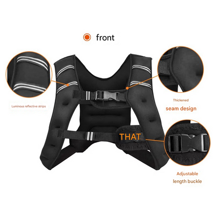 Black Gym Partner Weighted Vest - Adjustable & Reflective for Running, Training & Strength Building(3KG).