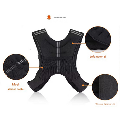 Black Gym Partner Weighted Vest - Adjustable & Reflective for Running, Training & Strength Building(3KG).