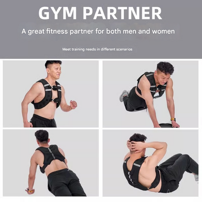 Black Gym Partner Weighted Vest - Adjustable & Reflective for Running, Training & Strength Building(3KG).