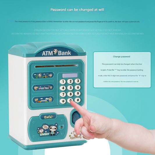 Pink Mouse baby Kids Smart ATM Piggy Bank - Automatic Bill Scroll, Password & Fingerprint Unlock with Fun Features.