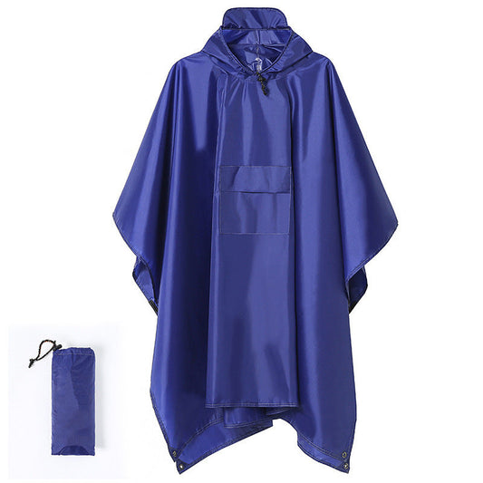 Blue 3-in-1 Multifunctional Outdoor Rain Poncho - Ground Mat & Shelter - Lightweight & Waterproof for Hiking & Camping.
