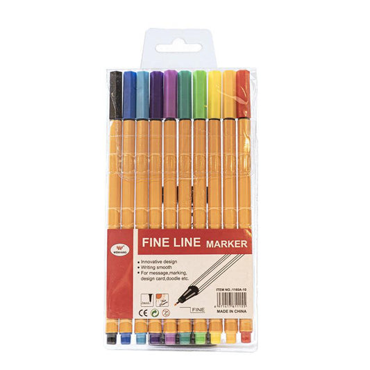 2 pcs ten colors Fine Line Marker Pen Set - Watercolor Needle Tip Drawing Pens for Outlining, Sketching & Coloring - Vibrant Assorted Colors.