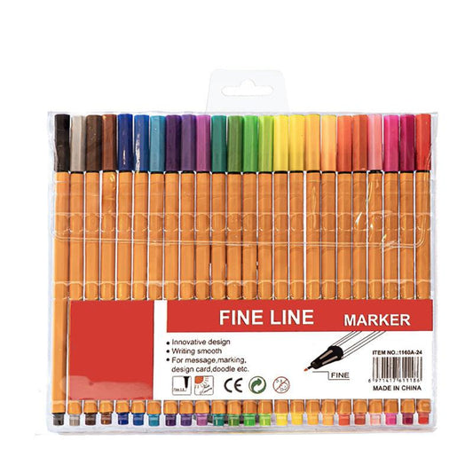 2 pcs twenty-four colors Fine Line Marker Pen Set - Watercolor Needle Tip Drawing Pens for Outlining, Sketching & Coloring - Vibrant Assorted Colors.