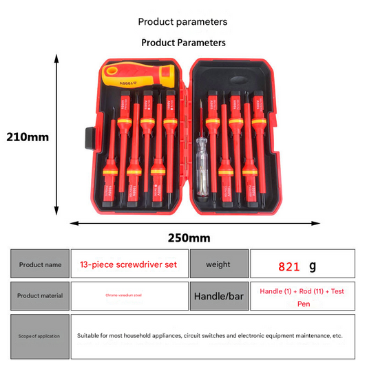 A 42-piece set Black Insulated Screwdriver Set - Multi-Bit Electrician's Tool Kit with Magnetic Tips & Quick-Change Handle.