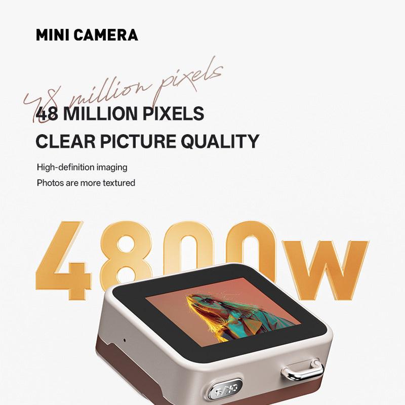 Green Retro Mini Digital Camera Keychain - 48MP Portable Pocket Camcorder with 1080p HD Video.