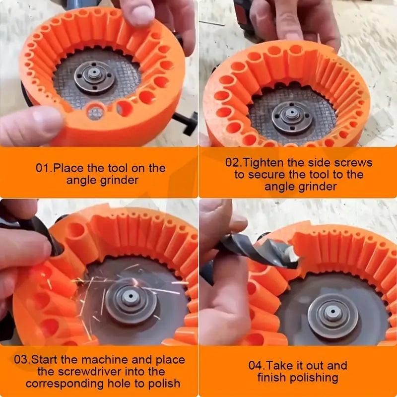 2 PCS Black Universal Drill Bit Sharpener Attachment - Revive Dull Bits with Your Angle Grinder.