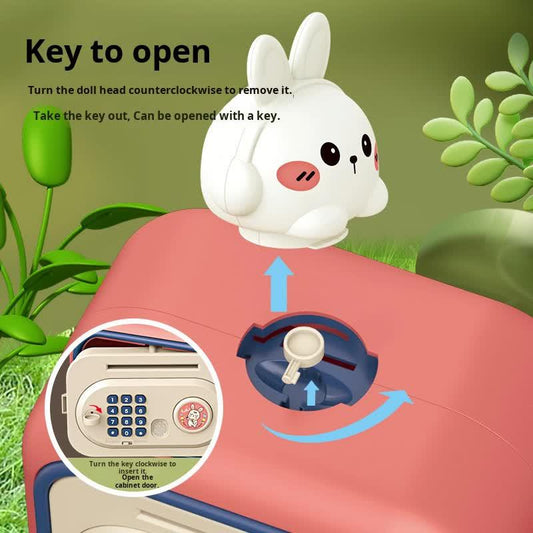 Brown Electronic Piggy Bank Safe for Kids - Automatic Rolling Money Box with PIN & Fingerprint Lock.
