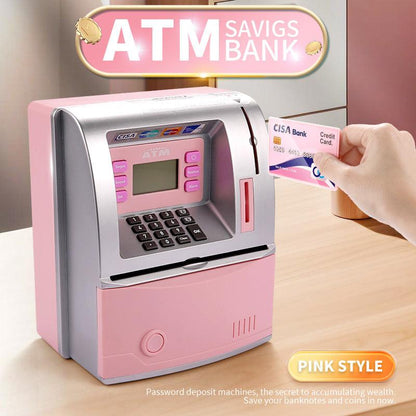 Pink Digital ATM Savings Bank for Kids - Electronic Piggy Bank with PIN & Card for Real Money.