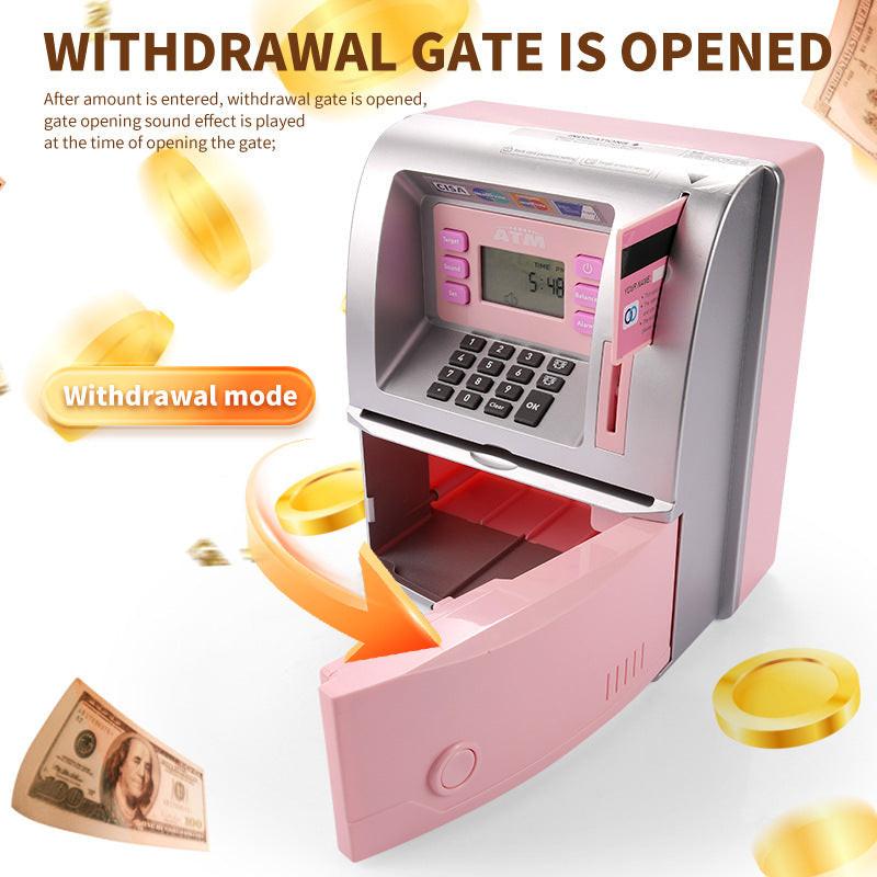 Pink Digital ATM Savings Bank for Kids - Electronic Piggy Bank with PIN & Card for Real Money.