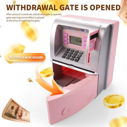 Pink Digital ATM Savings Bank for Kids - Electronic Piggy Bank with PIN & Card for Real Money.