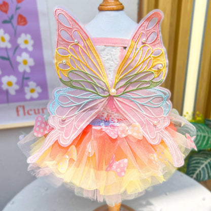 Butterfly Tutu Dress for Dogs & Cats - Summer Pet Princess Gown with Lace Wings and Layered Tulle Skirt(2XL)