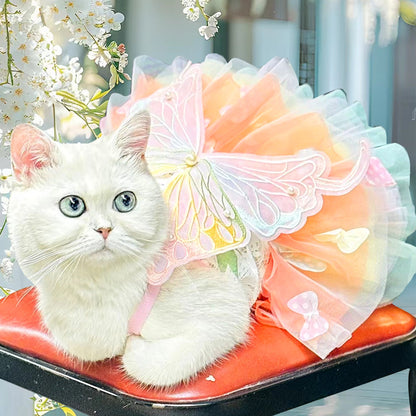 Butterfly Tutu Dress for Dogs & Cats - Summer Pet Princess Gown with Lace Wings and Layered Tulle Skirt(2XL)