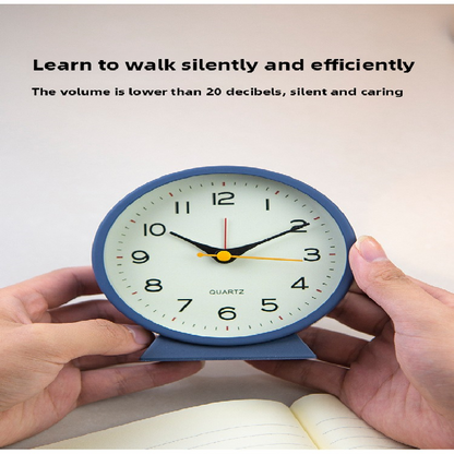 Dark green Minimalist Silent Alarm Clock with Night Light - Non-Ticking Analogue Bedside & Desk Clock