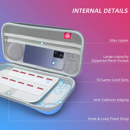 Portable Hard Shell Travel Case for Nintendo Switch/Switch Lite/OLED - Game Card Slots & Accessory Pocket(Gradient pink and green)