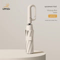 Automatic Open/Close Umbrella with UPF50+ Sun Protection - 10-Rib Windproof Design, Carabiner Handle(Beige)