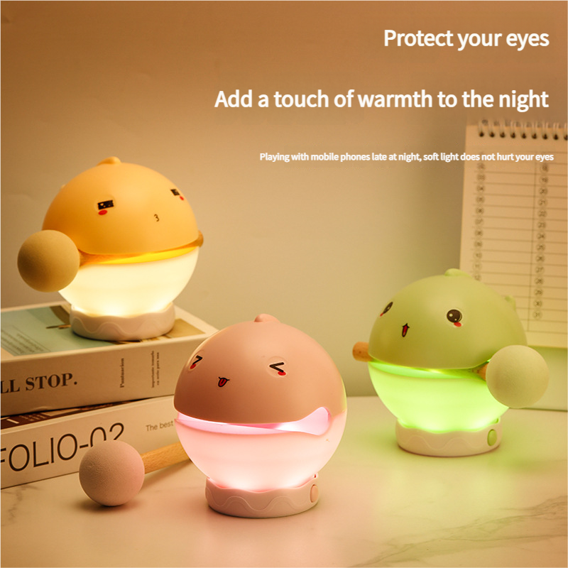 Portable rechargeable tapping control night light- 3-Level Dimmable Bedside Lamp(green)