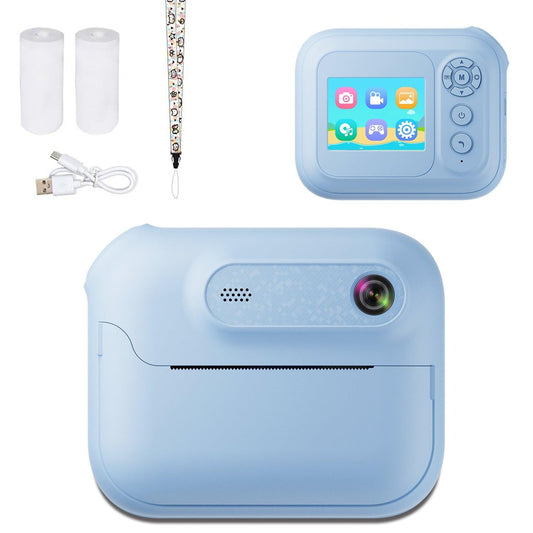 Kids Multi-Functional Camera Toy - Instant B&W Printing & Creative Stickers(blue).