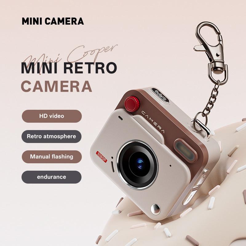 Mini Retro Keychain Camera - 48MP Photos, 1080P HD Video with Built-in Filters & Flash(red).