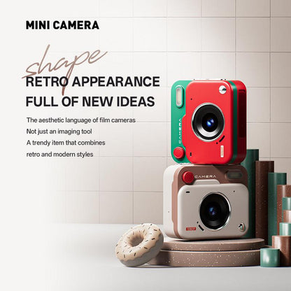 Mini Retro Keychain Camera - 48MP Photos, 1080P HD Video with Built-in Filters & Flash(red).