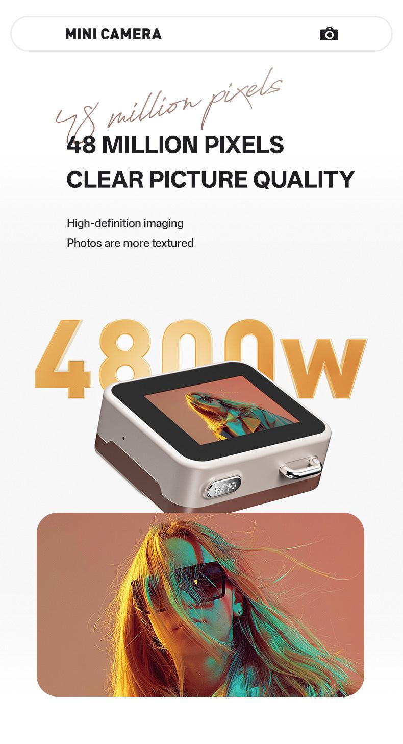 Mini Retro Keychain Camera - 48MP Photos, 1080P HD Video with Built-in Filters & Flash(red).