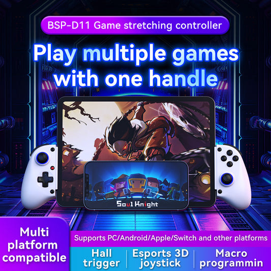 Multi-Platform Telescopic Gaming Controller - Hall Triggers, Esports 3D Joysticks & Macro Programming(White With radiator)