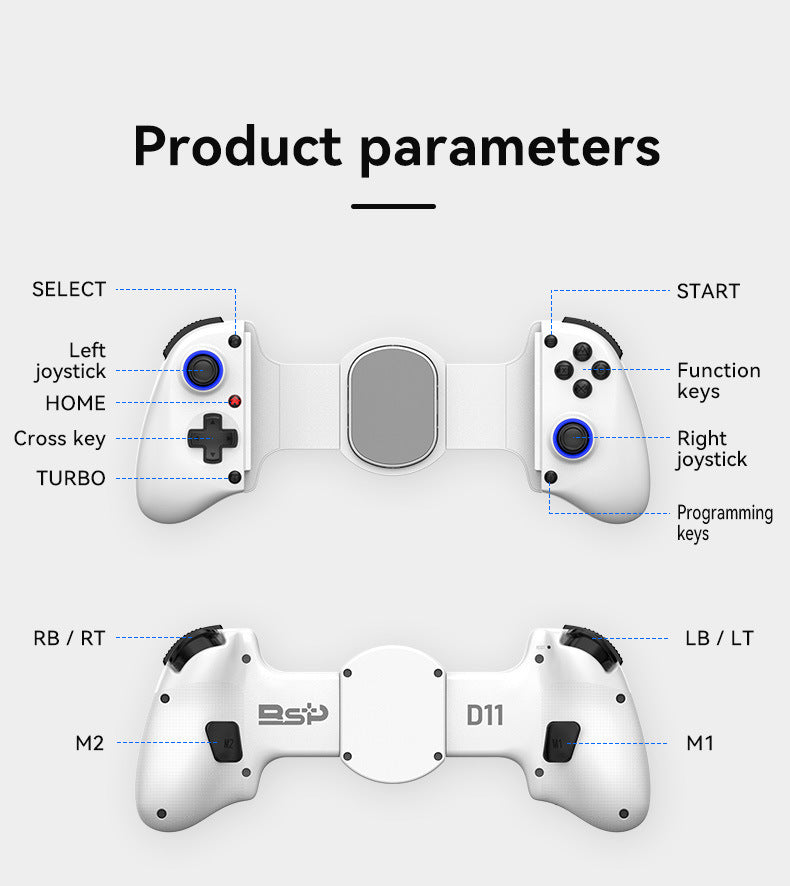 Multi-Platform Telescopic Gaming Controller - Hall Triggers, Esports 3D Joysticks & Macro Programming(black With radiator)