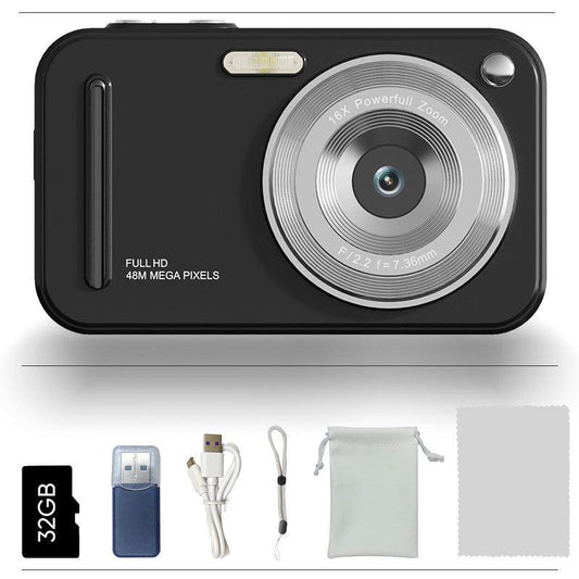 48MP Digital Camera with 16x Zoom & AF Autofocus - Full HD Vlogging Camera for Beginners & Kids(Black).