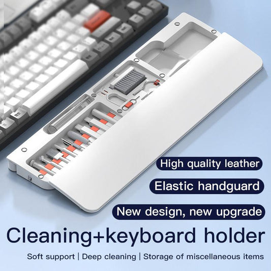 Two Multi-functional Keyboard Cleaning Kit & Ergonomic Wrist Rest with Integrated Storage(White).