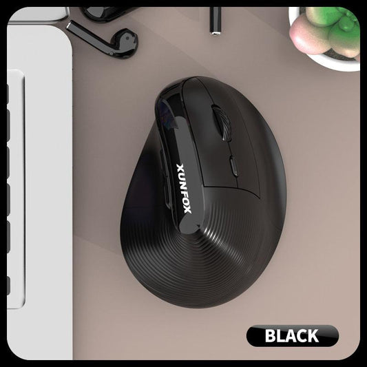 Two Ergonomic Vertical Wireless Mouse - Dual Mode (2.4G & Bluetooth), 5 Adjustable DPI, Silent Clicks, Rechargeable(black).