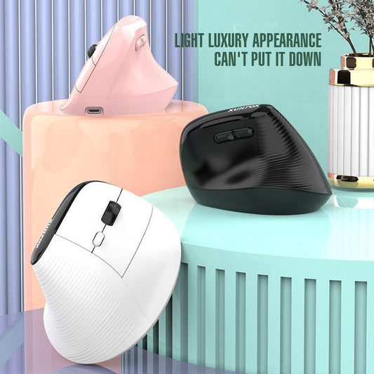 Two Ergonomic Vertical Wireless Mouse - Dual Mode (2.4G & Bluetooth), 5 Adjustable DPI, Silent Clicks, Rechargeable(white).