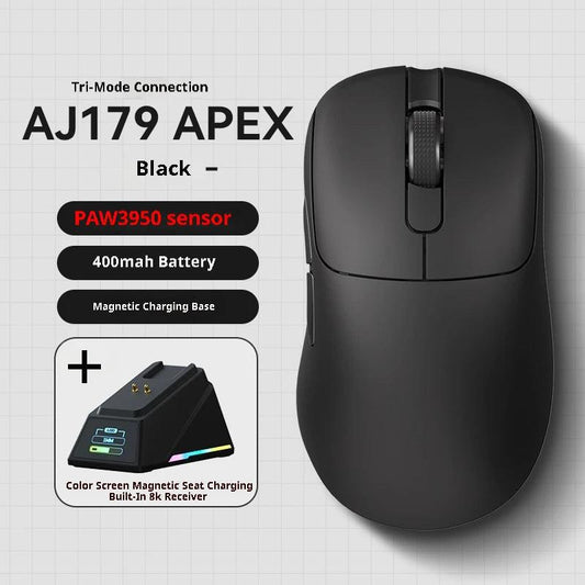 Tri-Mode Wireless Gaming Mouse with 8000Hz Polling Rate, PAW3950 Sensor & Magnetic Charging Dock(black).