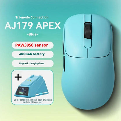 Tri-Mode Wireless Gaming Mouse with 8000Hz Polling Rate, PAW3950 Sensor & Magnetic Charging Dock(Blue).