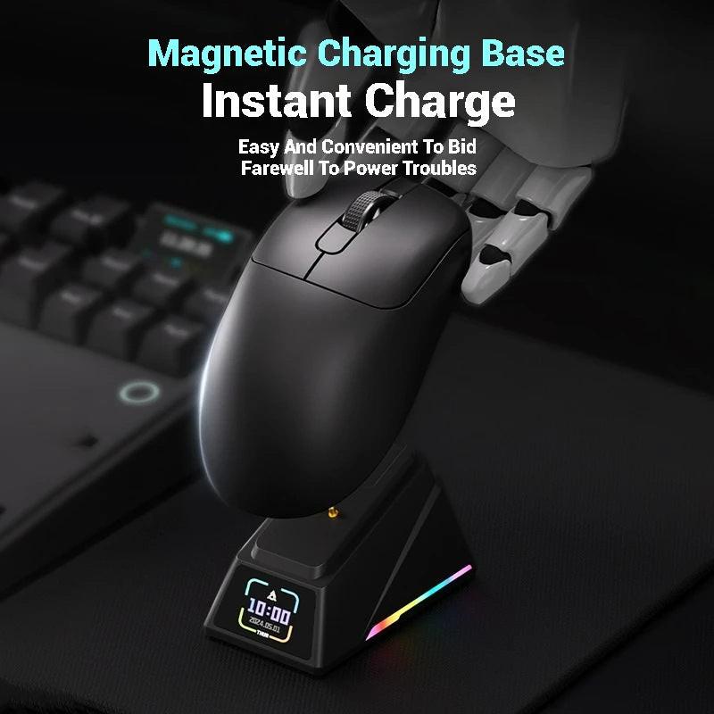 Tri-Mode Wireless Gaming Mouse with 8000Hz Polling Rate, PAW3950 Sensor & Magnetic Charging Dock(Blue).