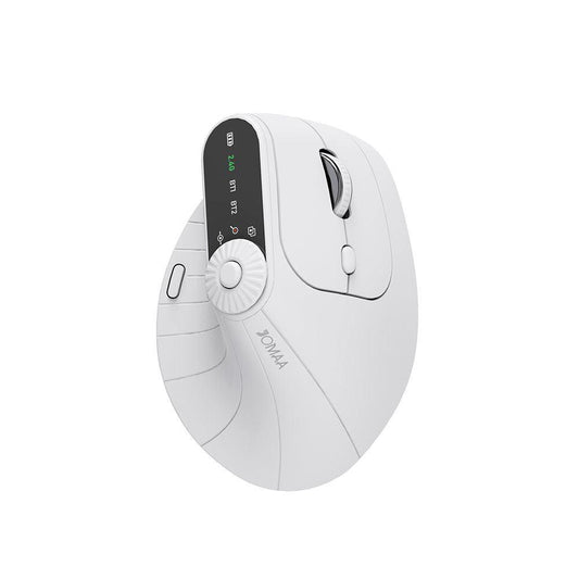 Ergonomic Vertical Mouse - 2.4G/Bluetooth Multi-Mode, LED Display, 57-Degree Angle, & 400mAh Battery(White).